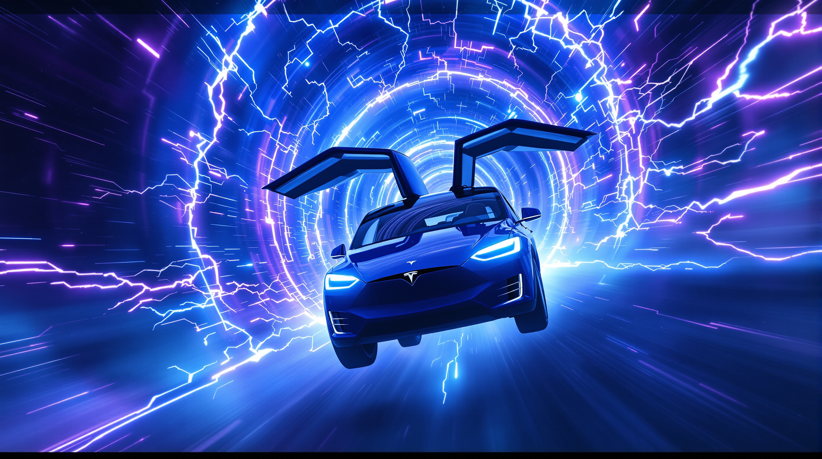 Lucy flying through a swirling cosmic time vortex, falcon wings spread wide, lightning and temporal energy crackling